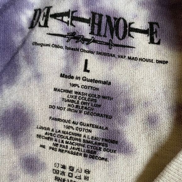 NWT Urban Outfitters Death Note Light & Ryuk Tie Dye T-Shirt Size L Purple Anime - Picture 15 of 16